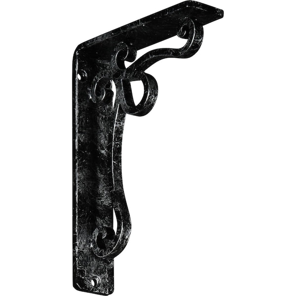 Ekena Millwork Orleans Wrought Iron Bracket, (Single center brace), Antiqued Silver 1 1/2"W x 5 1/2"D x 8"H BKTM01X05X08SOLASV - main